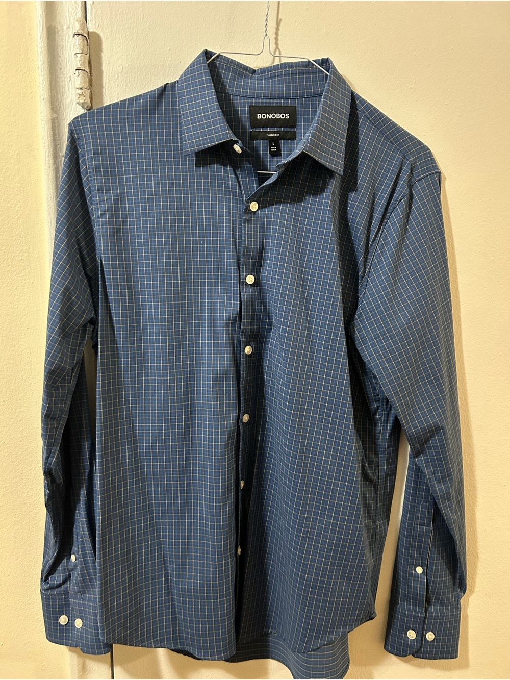 Bonobos Men's Navy Blue Windowpane Dress Shirt